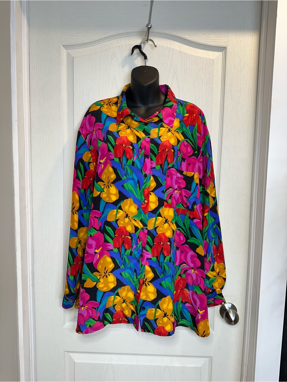 Alia Multicolor Tropical Floral Blouse - Pink, Blue, Yellow, Green, Black